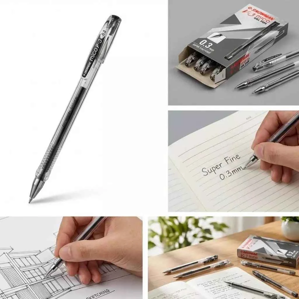 Snowman Gel Pen Super Fine 0.3MM V3 Mico Hitam Pulpen Ballpoint